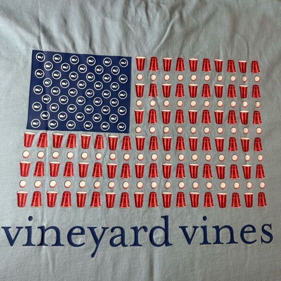 Vineyard Vines Red Solo Cup Flag Pocket Tee Size Medium - Picture 5 of 11
